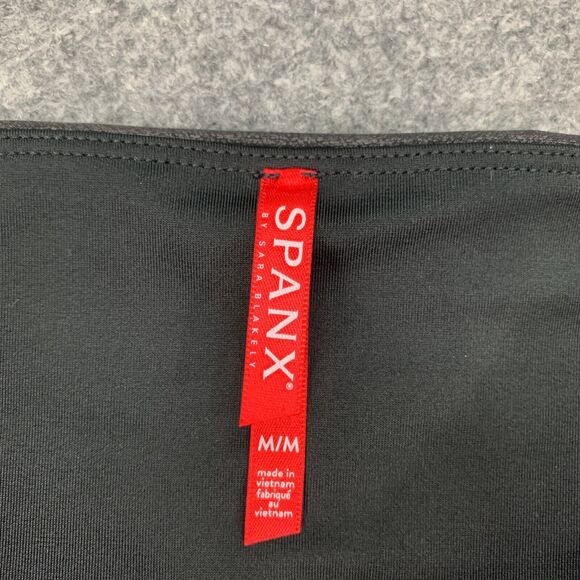 Spanx Short Women M Medium Black Faux Leather Wide Waistband Ledershorts Pull On - Picture 4 of 13